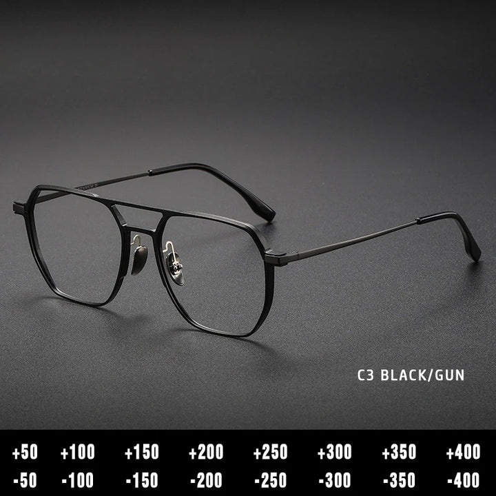 Kansept Unisex Full Rim Square Double Bridge Aluminum Reading Glasses 20239 Reading Glasses Kansept 20239-C3 Prescription custom