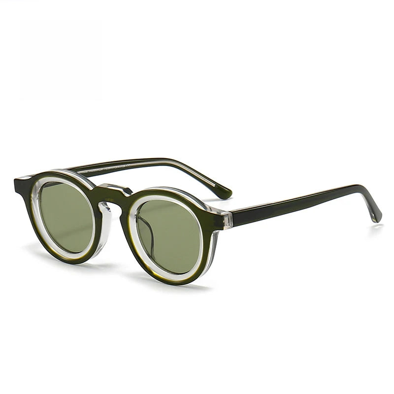 Black Mask Unisex Full Rim Round Acetate Sunglasses 442741 Full Rim Black Mask C6 As Shown