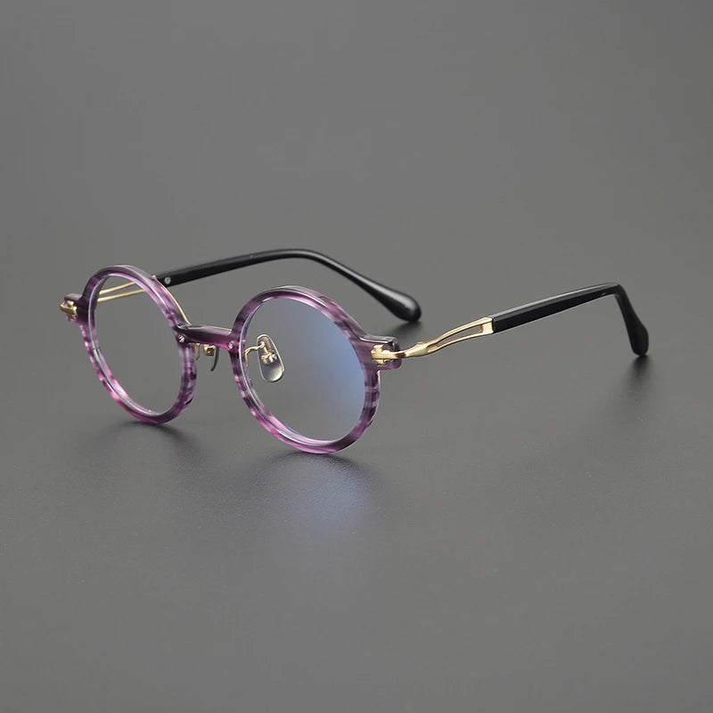 Gatenac Unisex Full Rim Round Acetate Titanium Eyeglasses Gxyj1568