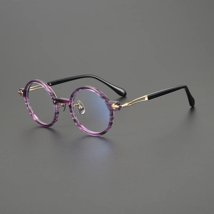 Gatenac Unisex Full Rim Round Acetate Titanium Eyeglasses Gxyj1568