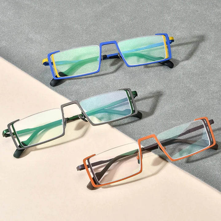 Nobler Unisex Semi Rim Square Titanium Eyeglasses 18780 Semi Rim Nobler
