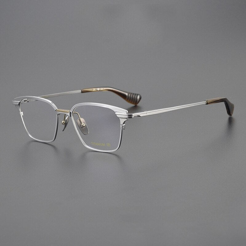 Gatenac Unisex Full Rim Square Titanium Eyeglasses Gxyj1085 Full Rim Gatenac Silver