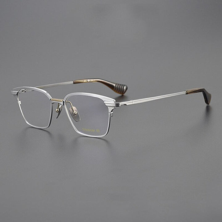 Gatenac Unisex Full Rim Square Titanium Eyeglasses Gxyj1085 Full Rim Gatenac Silver