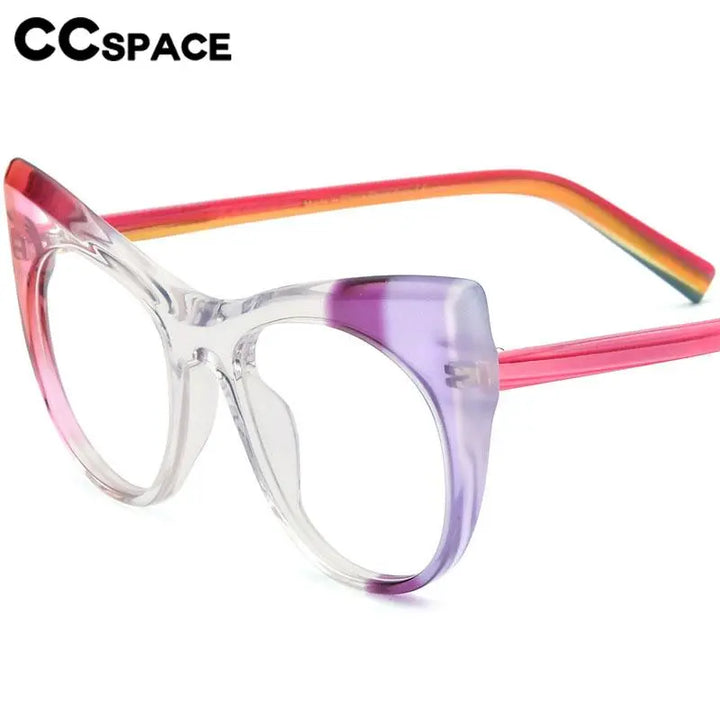 CCspace Unisex Full Rim Round Cat Eye Acetate Eyeglasses 56923 Full Rim CCspace