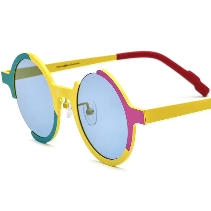 Nobler Women's Semi Rim Round Titanium Polarized Sunglasses 1888 Sunglasses Nobler C2
