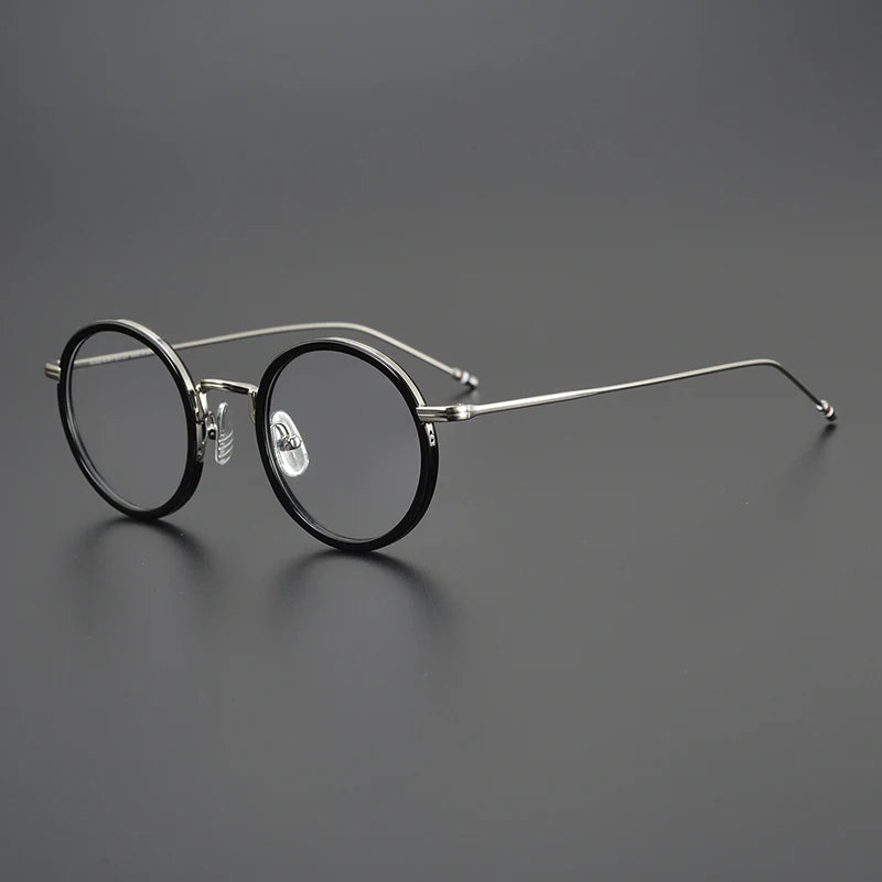 Black Mask Unisex Full Rim Alloy Acetate Round Eyeglasses X906 Full Rim Black Mask Black-Silver