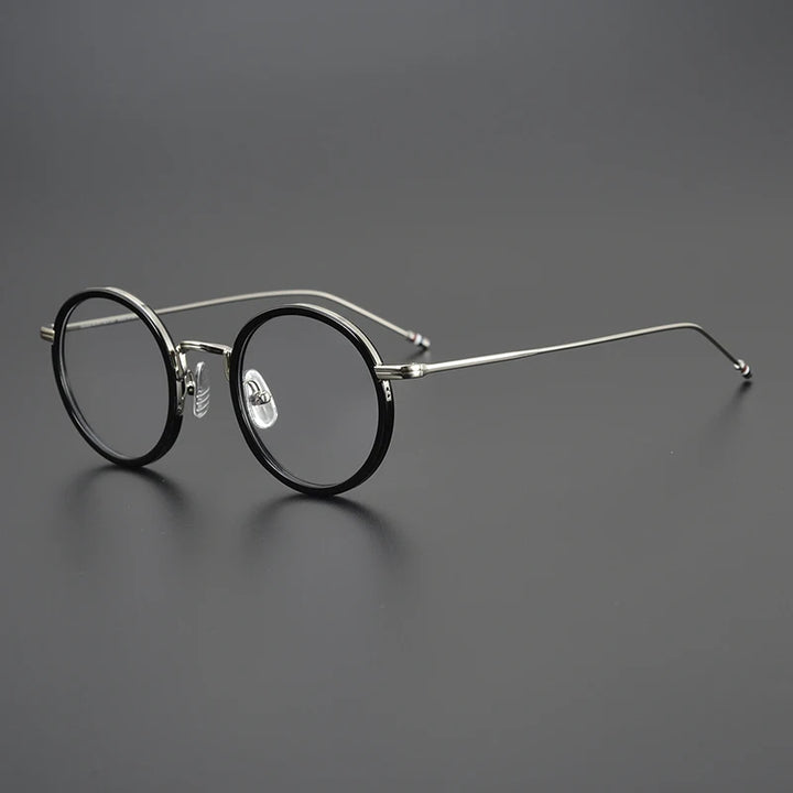 Black Mask Unisex Full Rim Alloy Acetate Round Eyeglasses X906 Full Rim Black Mask Black-Silver