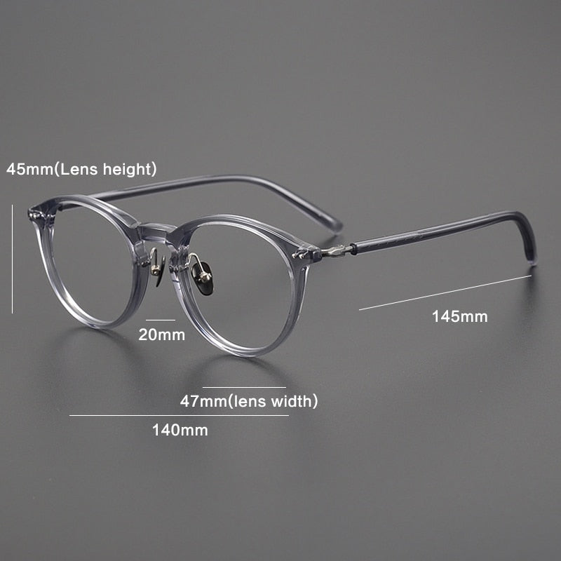 Gatenac Unisex Full Rim Round Acetate Titanium Eyeglasses Gxyj1027 Full Rim Gatenac
