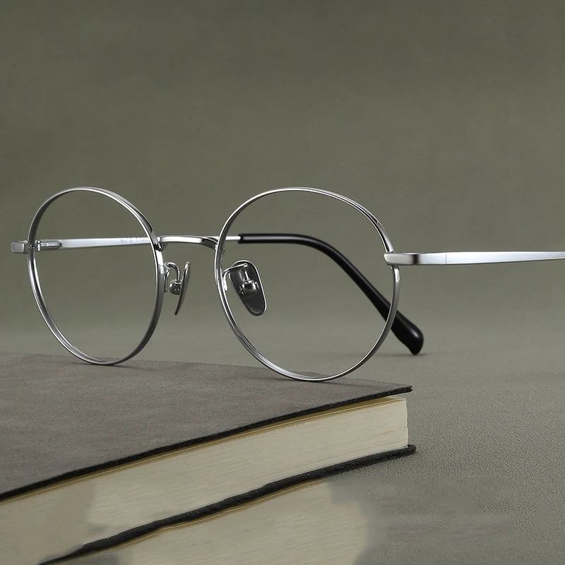 Bclear Unisex Full Rim Round Small Titanium Eyeglasses 86680 Full Rim Bclear