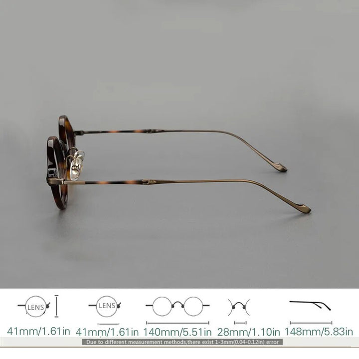 Yujo Unisex Full Rim Round Titanium Acetate Eyeglasses 4128 Full Rim Yujo   