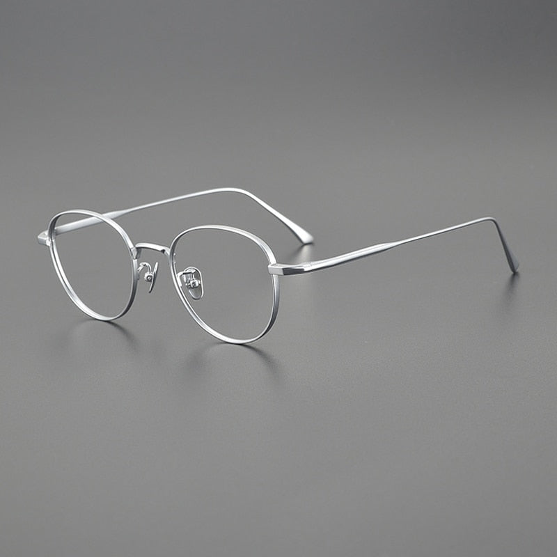 Gatenac Unisex Full Rim Round Titanium Eyeglasses Gxyj1098 Full Rim Gatenac Silver