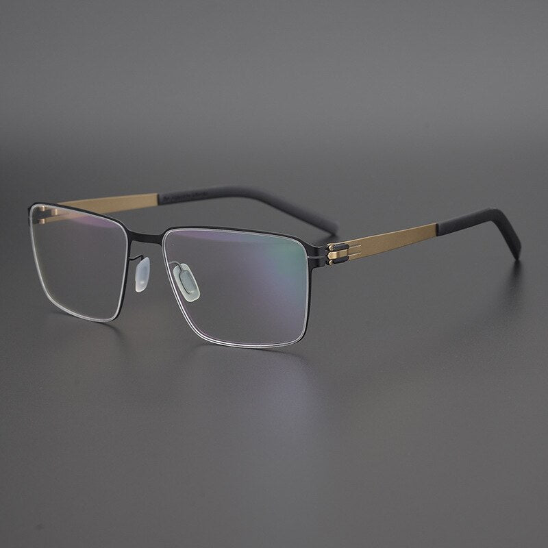 Gatenac Unisex Full Rim Square Titanium Alloy Eyeglasses Gxyj1075 Full Rim Gatenac Black Gold