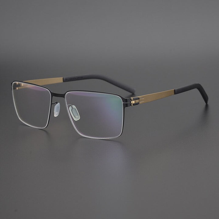 Gatenac Unisex Full Rim Square Titanium Alloy Eyeglasses Gxyj1075 Full Rim Gatenac Black Gold