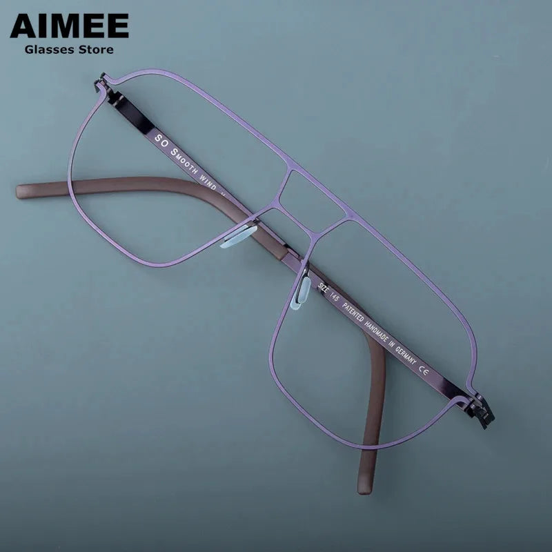 Aimee Unisex Full Rim Double Bridge Square Steel Eyeglasses14616