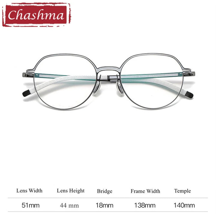 Chashma Ottica Unisex Full Rim Flat Top Round Titanium Eyeglasses 460 Full Rim Chashma Ottica