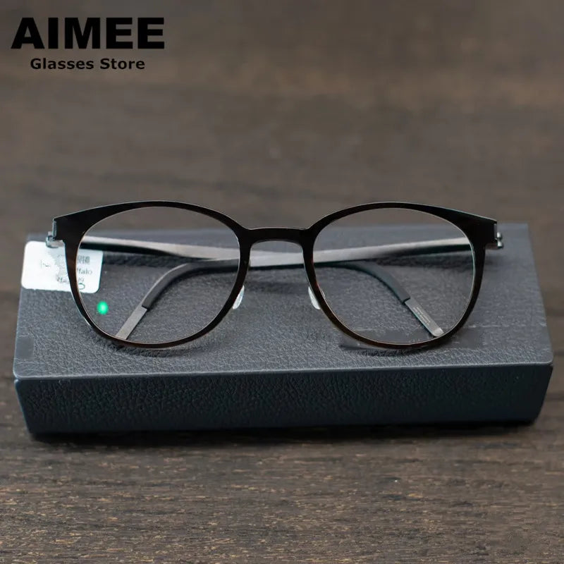 Aimee Unisex Full Rim Oval Square Titanium Acetate Eyeglasses 48181 Full Rim Aimee
