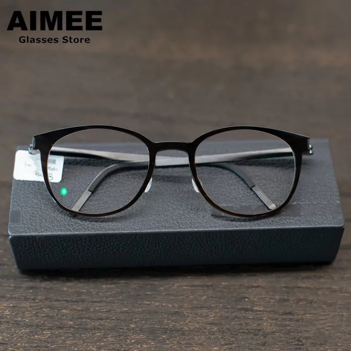 Aimee Unisex Full Rim Oval Square Titanium Acetate Eyeglasses 48181 Full Rim Aimee