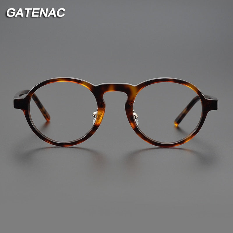 Gatenac Unisex Full Rim Round Acetate Eyeglasses Gxyj1043 Full Rim Gatenac