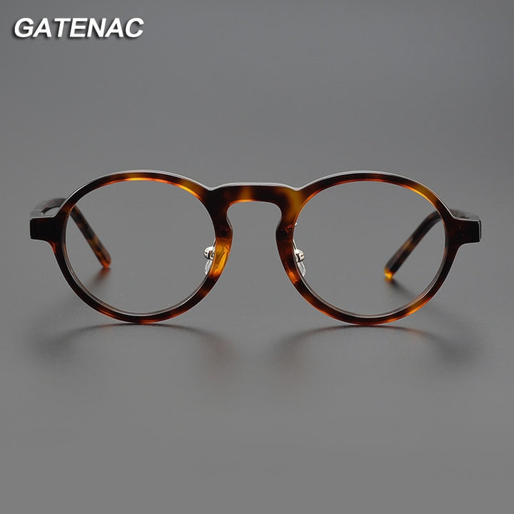 Gatenac Unisex Full Rim Round Acetate Eyeglasses Gxyj1043 Full Rim Gatenac