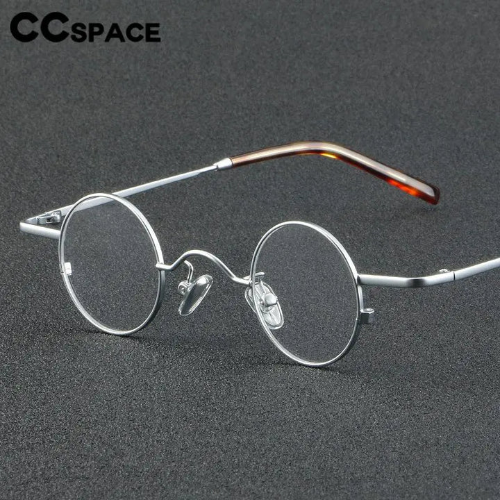 CCspace Unisex Full Rim Round Titanium Eyeglasses 56948 Full Rim CCspace