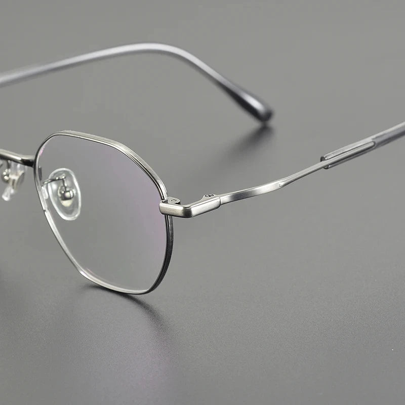 Aimee Unisex Full Rim Flat Top Round Polygon Titanium Eyeglasses 5016 Full Rim Aimee