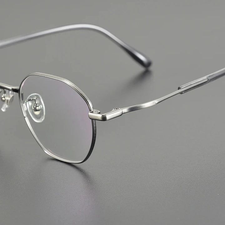 Aimee Unisex Full Rim Flat Top Round Polygon Titanium Eyeglasses 5016 Full Rim Aimee
