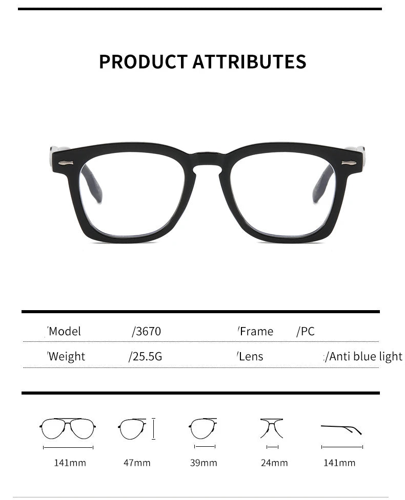 Kocolior Men's Full Rim Square Acetate Hyperopic Reading Glasses 3670 Reading Glasses Kocolior   