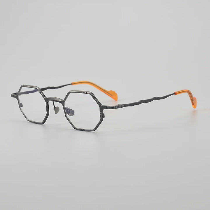 Muzz Unisex Full Rim Small Flat Top Polygon Titanium Eyeglasses 44208 Full Rim Muzz C3