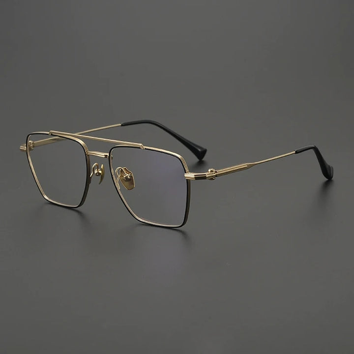 Gatenac Unisex Full Rim Big Square Double Bridge Titanium Eyeglasses G4009