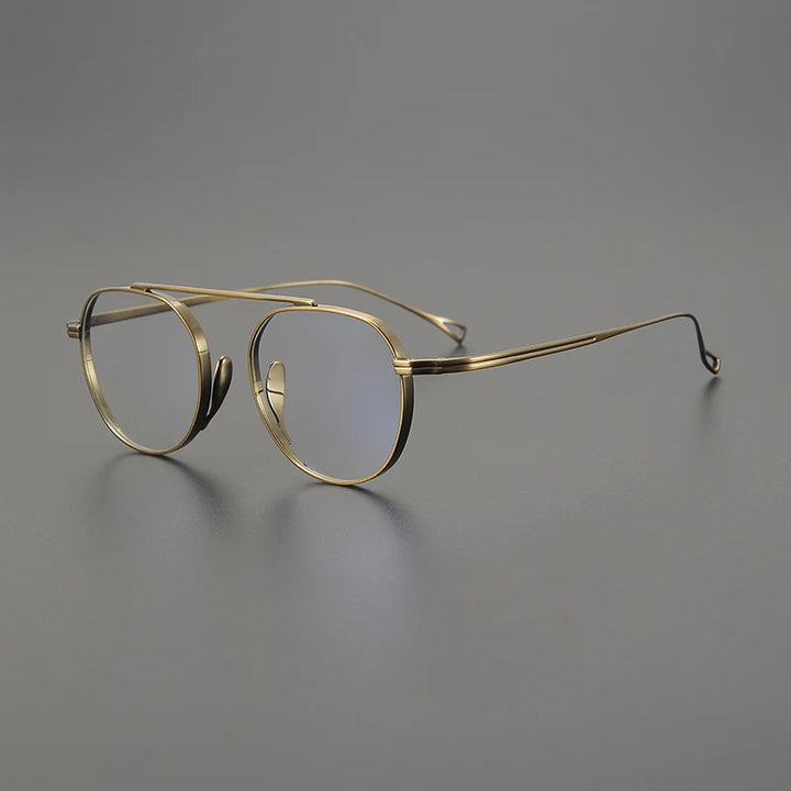 Black Mask Unisex Full Rim Polygon Square Titanium Eyeglasses 49503 Full Rim Black Mask Bronze