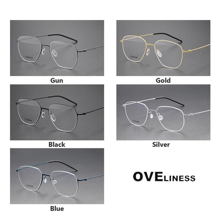 Oveliness Unisex Full Rim Square Screwless Titanium Eyeglasses 5505 Full Rim Oveliness