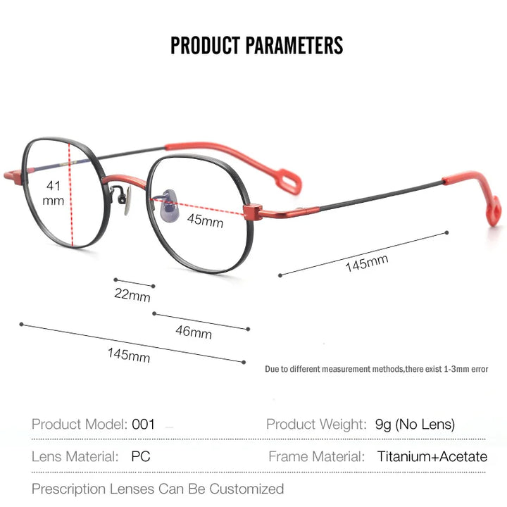 Muzz Unisex Full Rim Square Titanium Eyeglasses Mu1001 Full Rim Muzz
