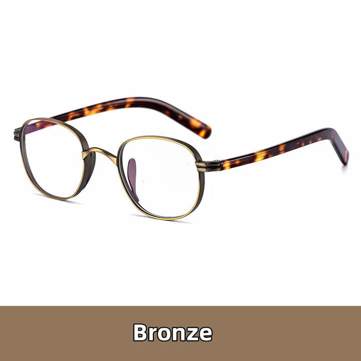 Kocolior Unisex Full Rim Round Titanium Hyperopic Reading Glasses 8017 Reading Glasses Kocolior Bronze 0