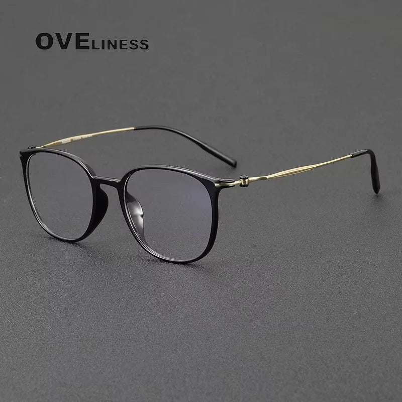 Oveliness Women's Full Rim Square Acetate Titanium Eyeglasses 28663