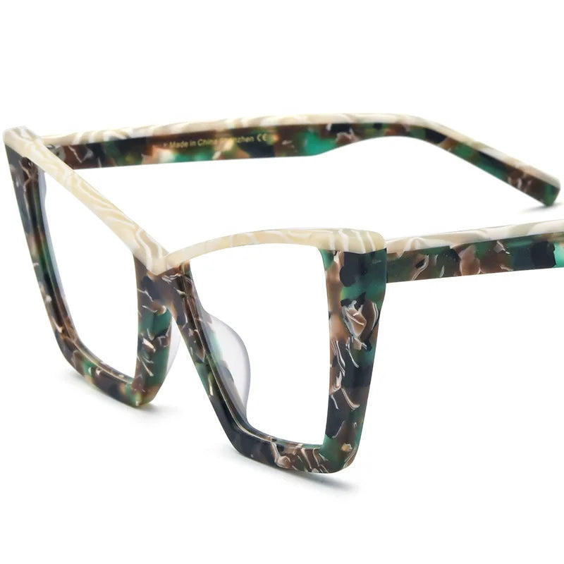 CCspace Unisex Full Rim Big Square Acetate Eyeglasses 57161 Full Rim CCspace Green