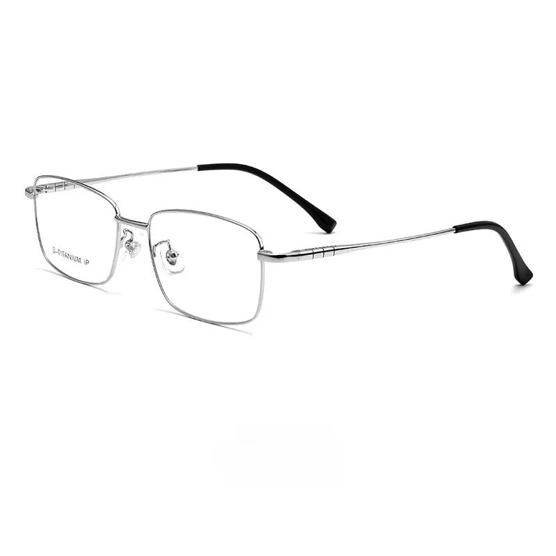 Yimaruili Men's Full Rim Square Titanium Eyeglasses Mc82208 Full Rim Yimaruili Eyeglasses Silver  