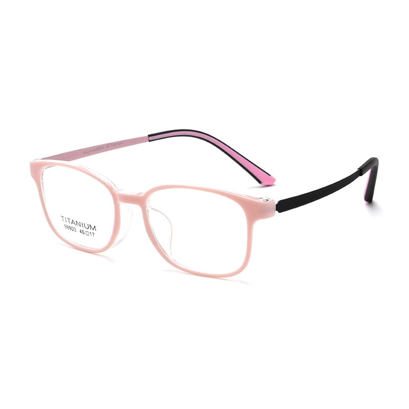 Yimaruili Unisex Youth Full Rim Square Tr 90 Titanium Eyeglasses 99903t Full Rim Yimaruili Eyeglasses Transparent Pink
