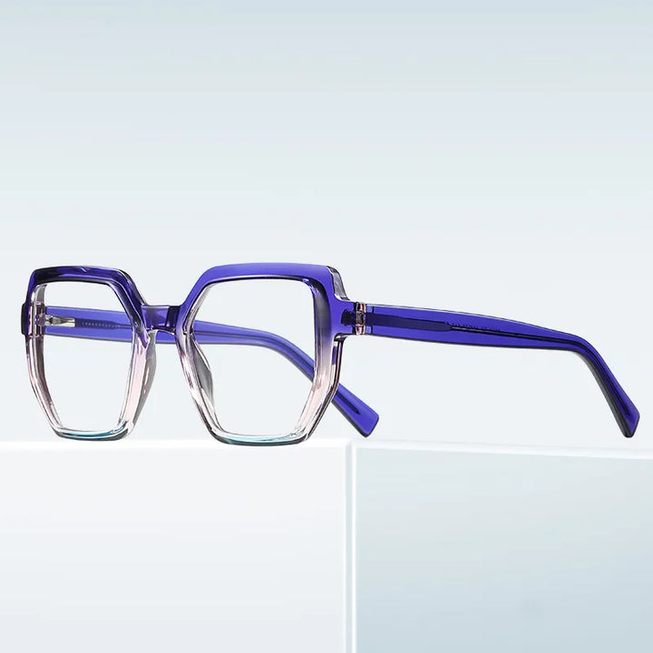 Vicky Women's Full Rim Oversized Polygon Tr 90 Stainless Steel Reading Glasses 2143 Reading Glasses Vicky