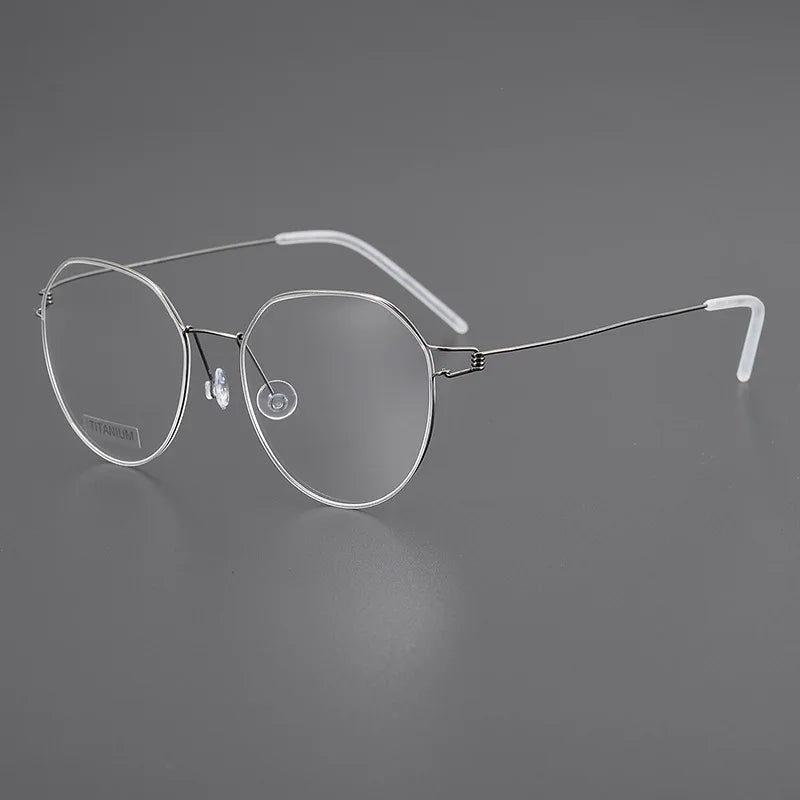 Black Mask Women's Full Rim Flat Top Round Titanium Eyeglasses  64135