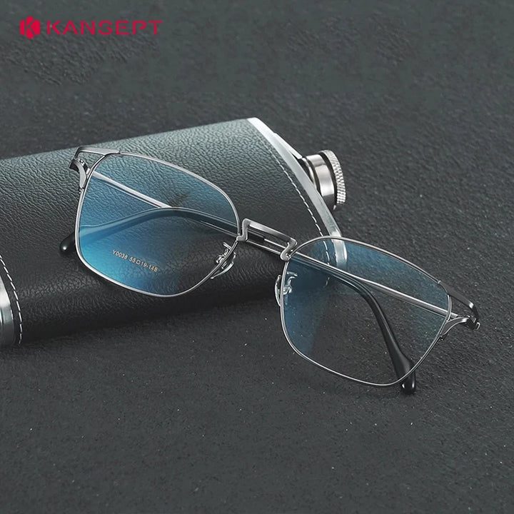 Kansept Men's Full Rim Polygon Square Titanium Reading Glasses 40038
