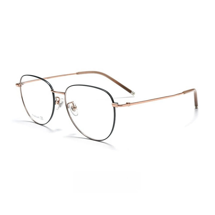 Yimaruili Unisex Full Rim Flat Top Oval Titanium Eyeglasses 68201