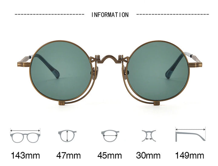 Black Mask Unisex Full Rim Round Titanium Polarized Sunglasses 10601 Sunglasses Black Mask