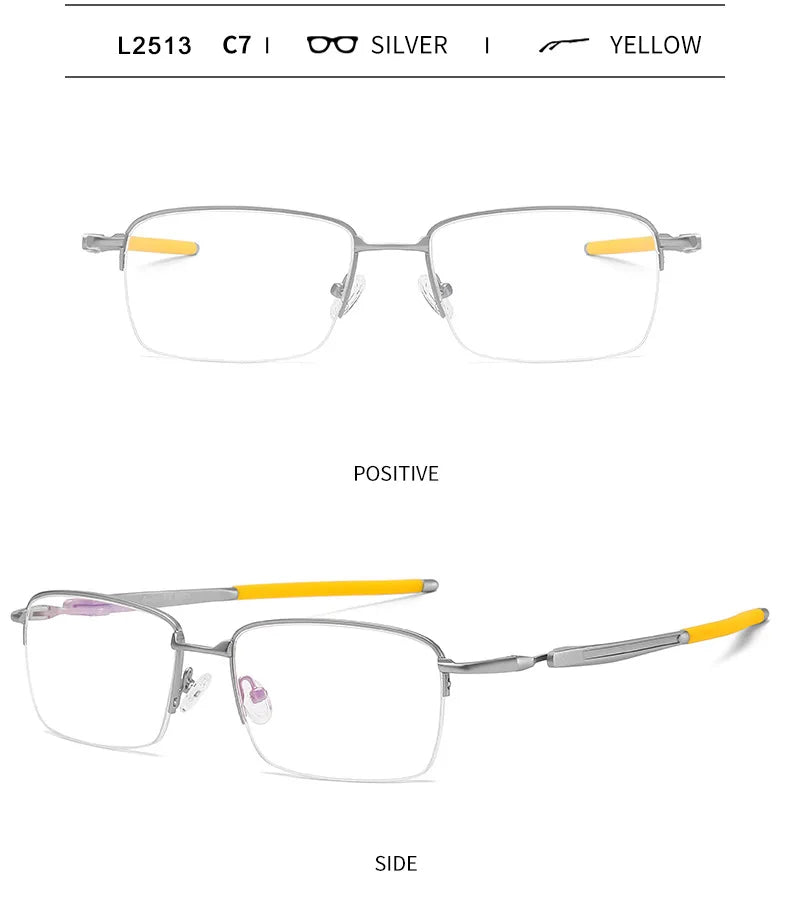 Handoer Unisex Semi Rim Square Alloy Acetate Eyeglasses 952181 Semi Rim Handoer C7