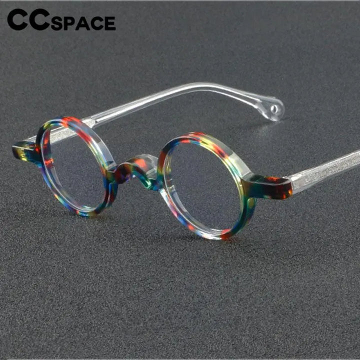CCspace Unisex Full Rim Small Round Acetate Eyeglasses 56935 Full Rim CCspace