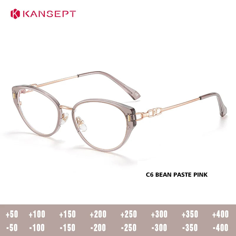 Kansept Women's Full Rim Oval Cat Eye Tr 90 Alloy Reading Glasses 12008