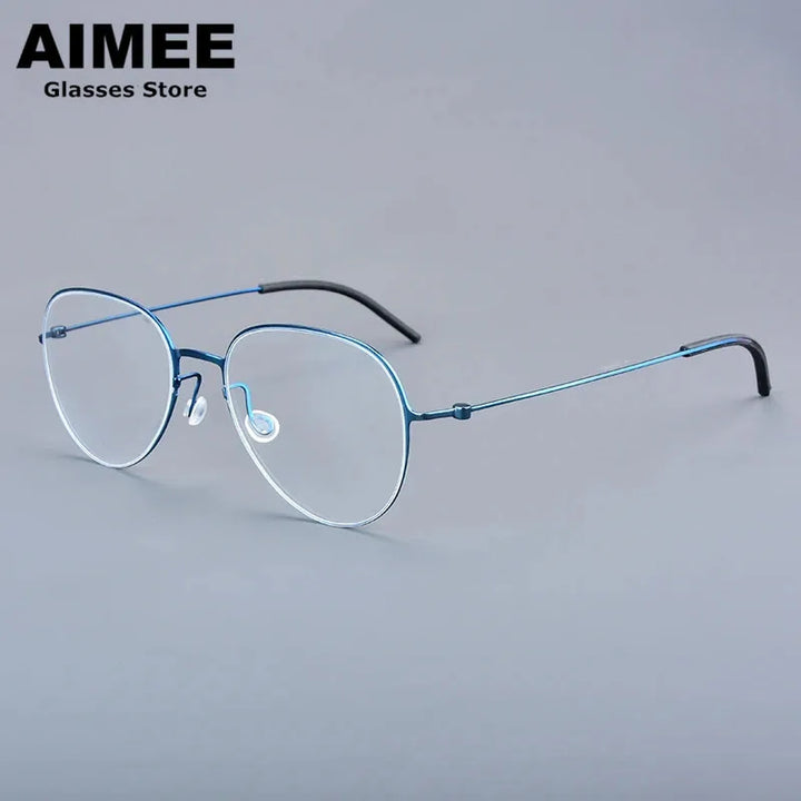 Aimee Women's Full Rim Flat Top Oval Screwless Titanium Eyeglasses 15512