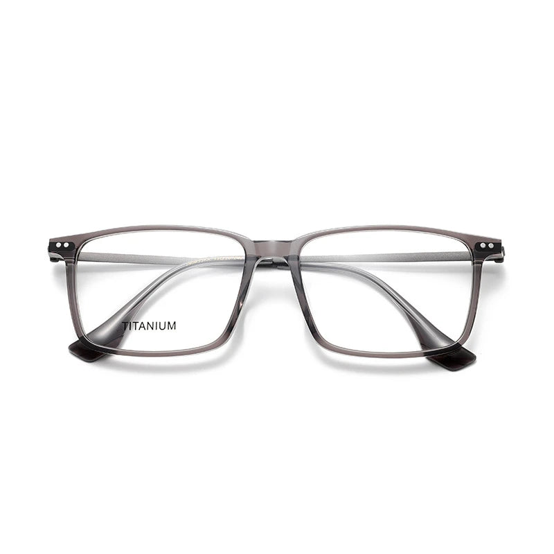Aror Unisex Full Rim Square Acetate Titanium Eyeglasses 842195 Full Rim Aror transparent Gray