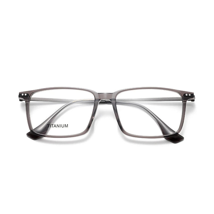 Aror Unisex Full Rim Square Acetate Titanium Eyeglasses 842195 Full Rim Aror transparent Gray