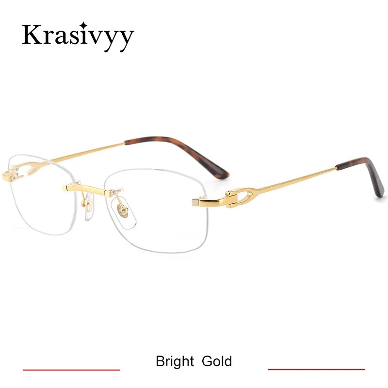 Krasivyy Unisex Rimless Square Titanium Eyeglasses Kr0290o Rimless Krasivyy Bright  Gold CN 