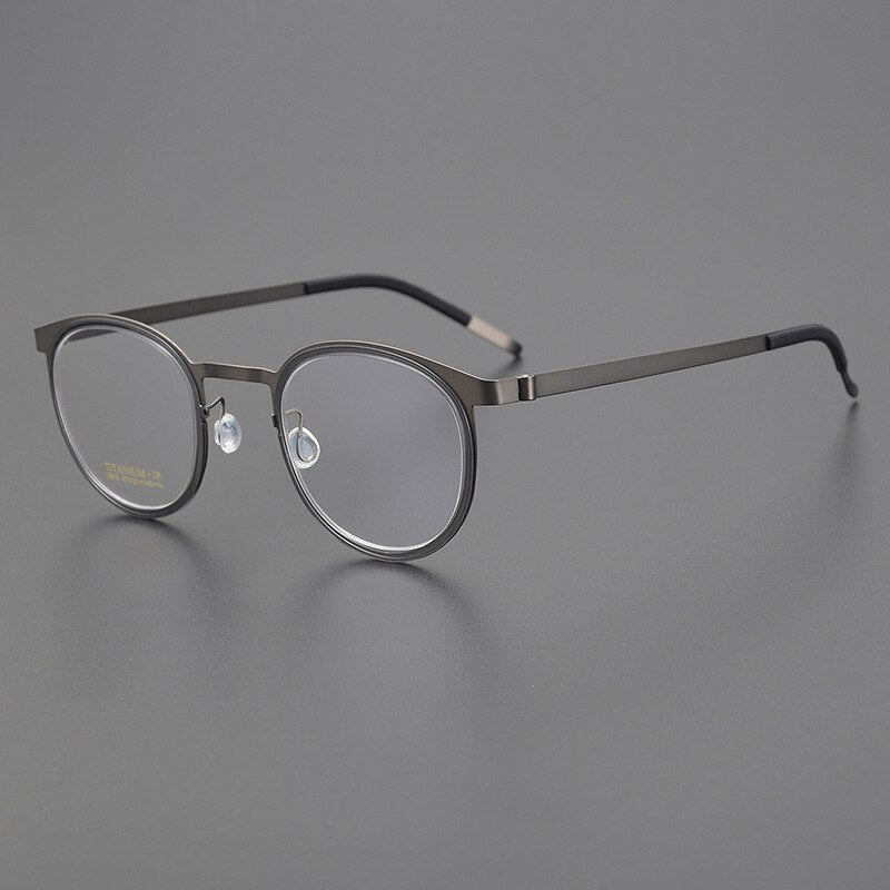 Bclear Unisex Full Rim Round Titanium Eyeglasses My9915 Full Rim Bclear Gray